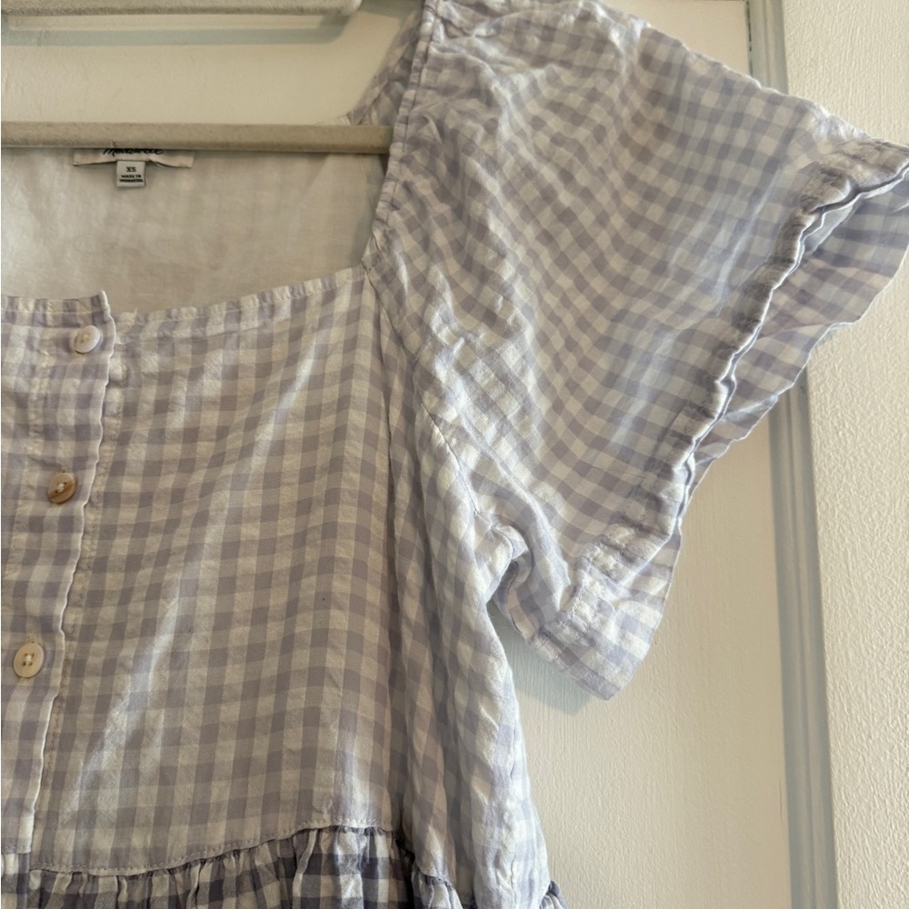 Madewell Patchwork Gingham Button-Front Tiered Mi… - image 7